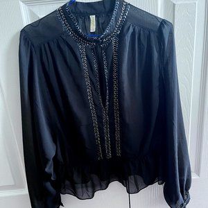NWT Free People black blouse top shirt small